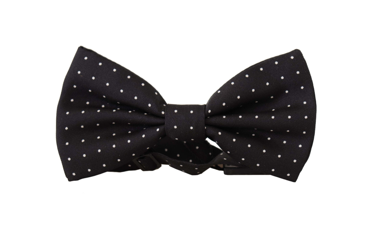 Dolce &amp; Gabbana Black White Polka Dot 100% Silk Neck Papillon Tie