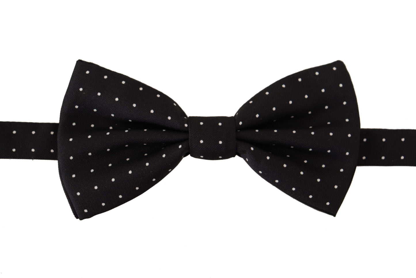 Dolce &amp; Gabbana Black White Polka Dot 100% Silk Neck Papillon Tie