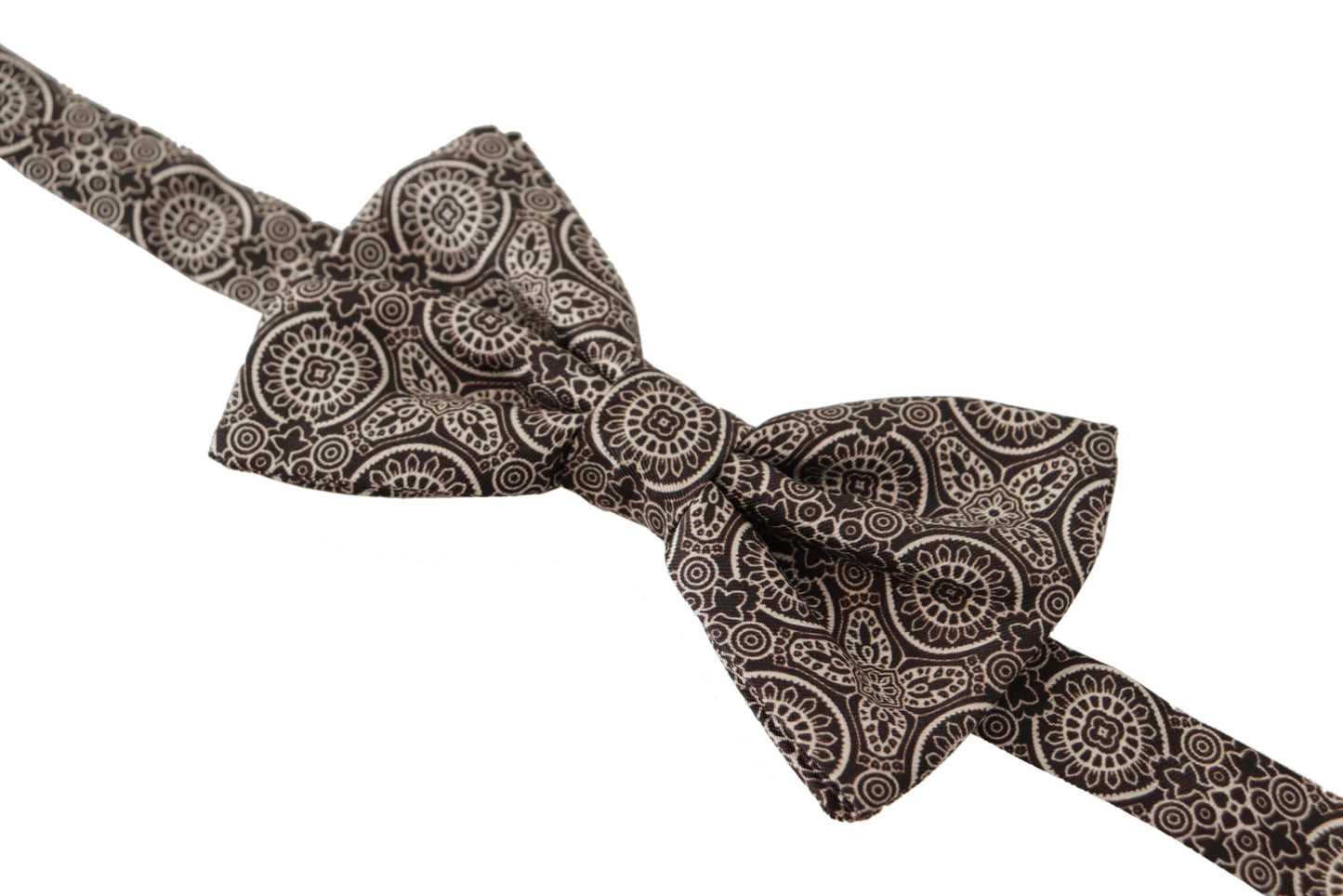 Dolce &amp; Gabbana Black white 100% Silk Adjustable Neck Papillon Tie