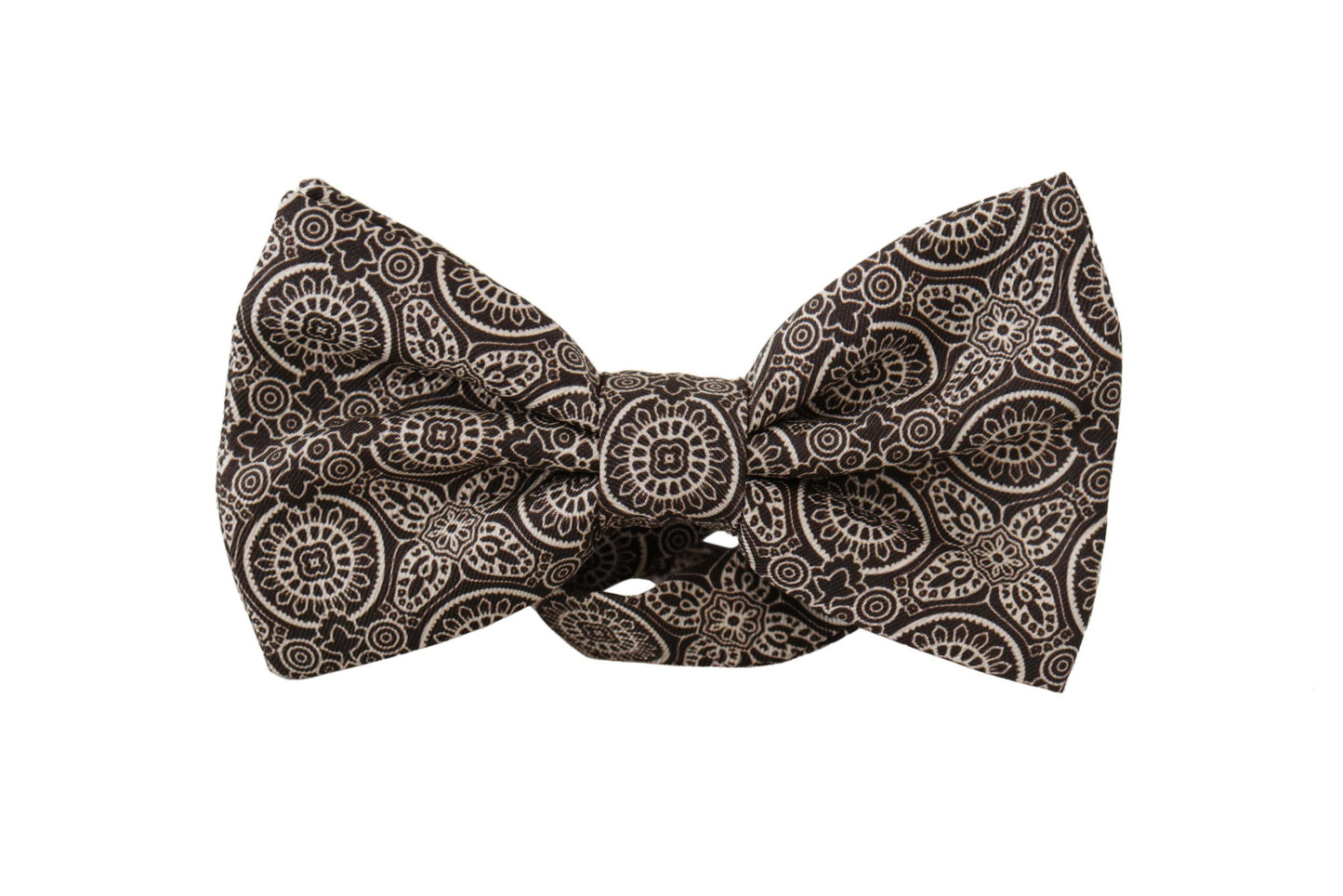 Dolce &amp; Gabbana Black white 100% Silk Adjustable Neck Papillon Tie