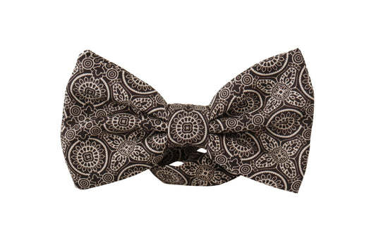 Dolce &amp; Gabbana Black white 100% Silk Adjustable Neck Papillon Tie