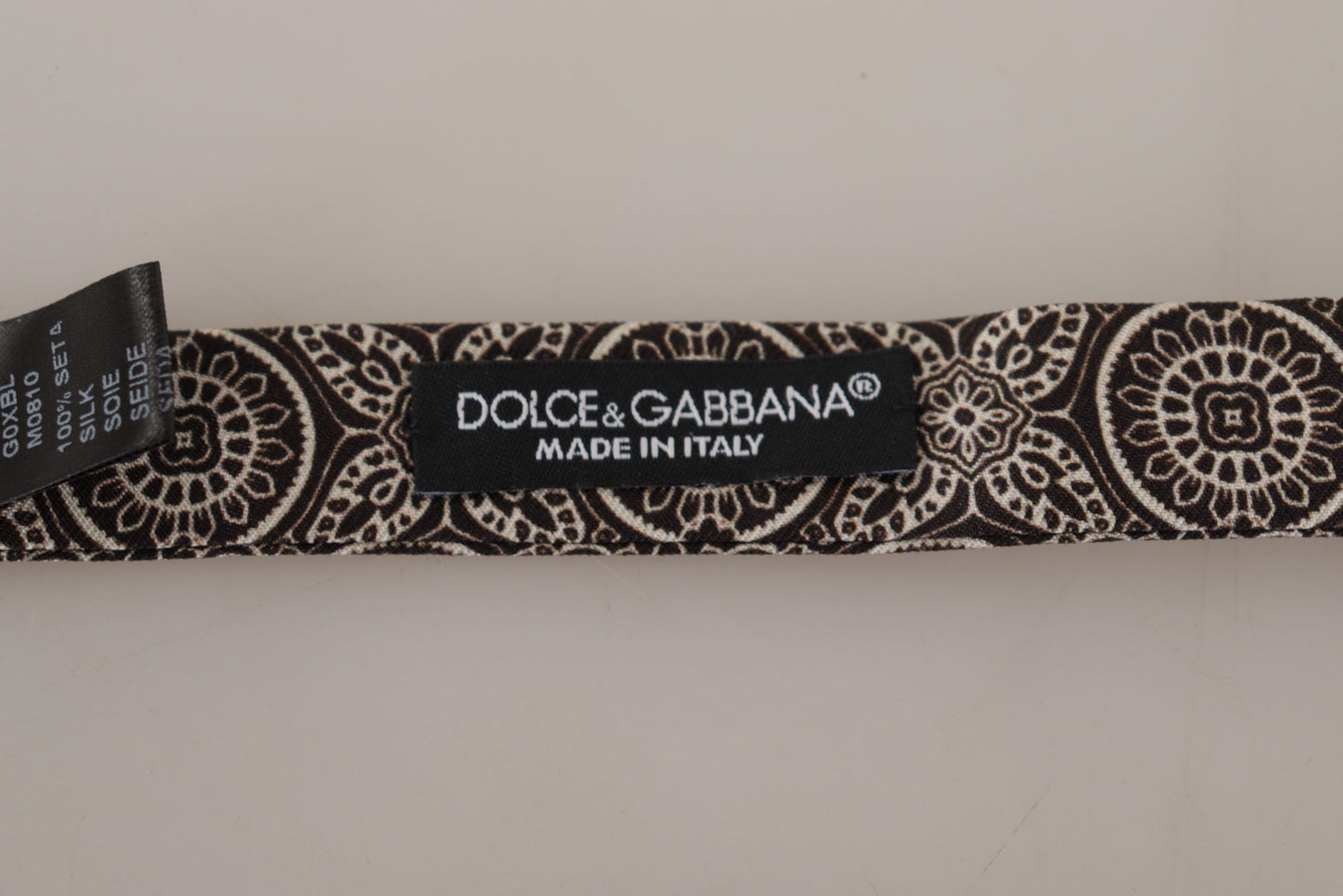 Dolce &amp; Gabbana Black white 100% Silk Adjustable Neck Papillon Tie