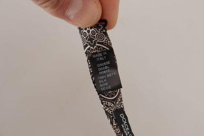 Dolce &amp; Gabbana Black white 100% Silk Adjustable Neck Papillon Tie