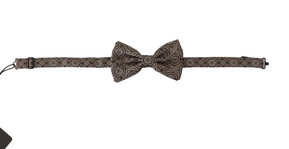 Dolce &amp; Gabbana Black white 100% Silk Adjustable Neck Papillon Tie