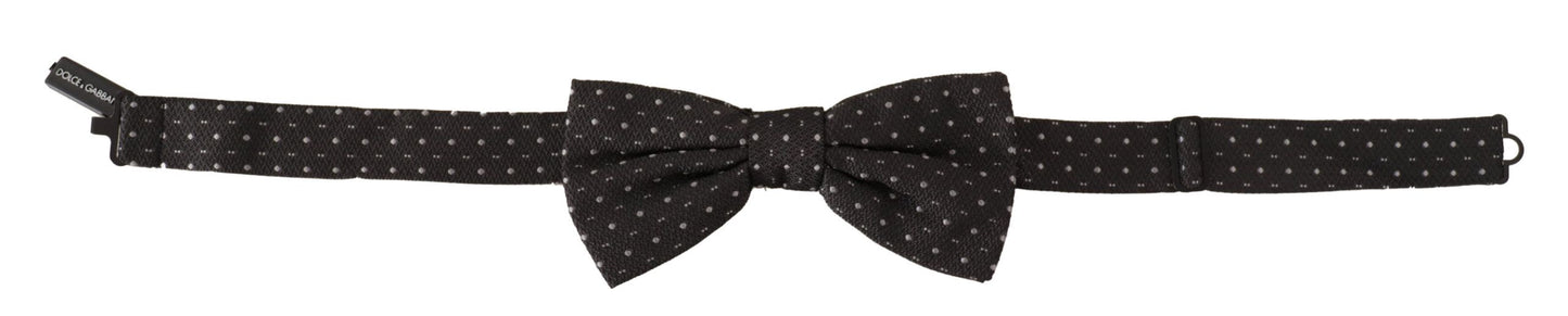Dolce &amp; Gabbana Gray Polka Dot 100% Silk Neck Papillon Tie