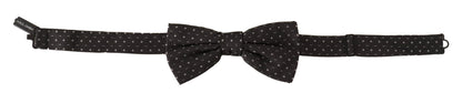 Dolce &amp; Gabbana Gray Polka Dot 100% Silk Neck Papillon Tie