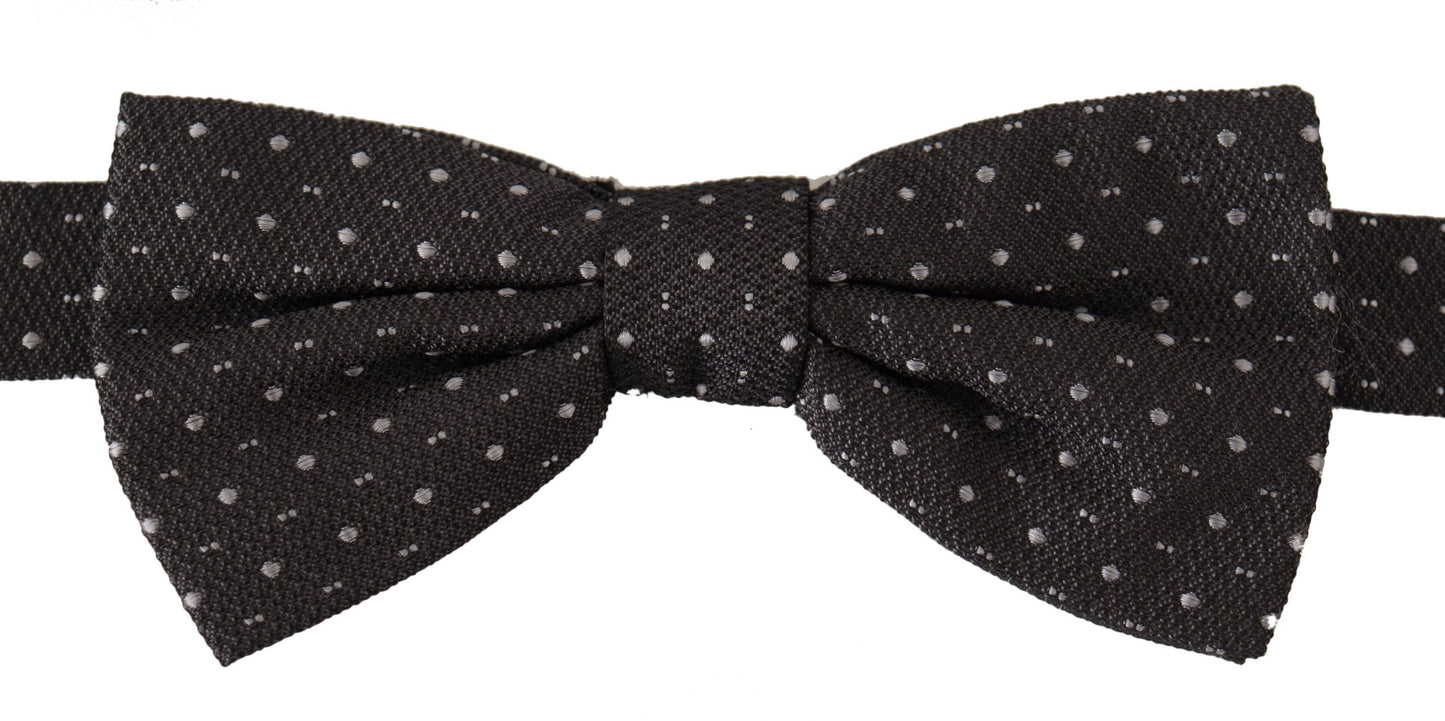 Dolce &amp; Gabbana Gray Polka Dot 100% Silk Neck Papillon Tie