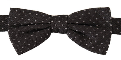 Dolce &amp; Gabbana Gray Polka Dot 100% Silk Neck Papillon Tie