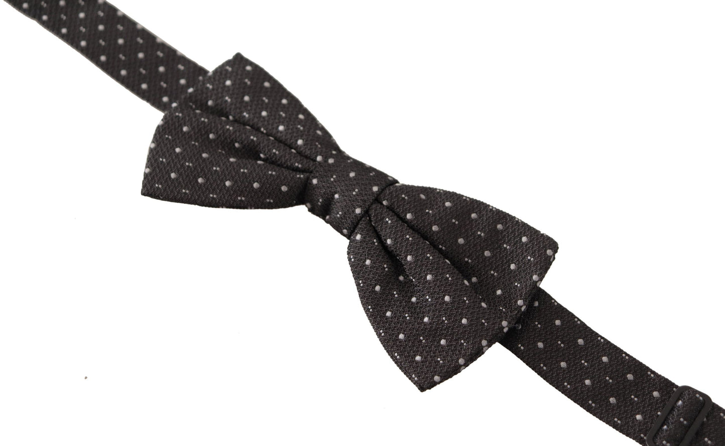 Dolce &amp; Gabbana Gray Polka Dot 100% Silk Neck Papillon Tie
