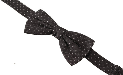 Dolce &amp; Gabbana Gray Polka Dot 100% Silk Neck Papillon Tie