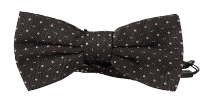 Dolce &amp; Gabbana Gray Polka Dot 100% Silk Neck Papillon Tie