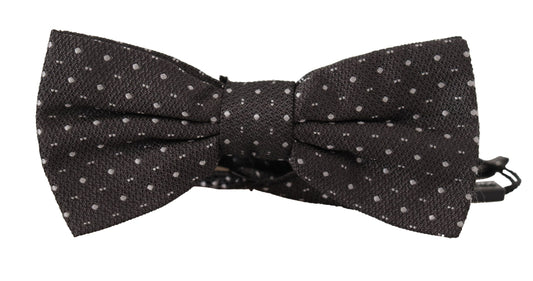 Dolce &amp; Gabbana Gray Polka Dot 100% Silk Neck Papillon Tie
