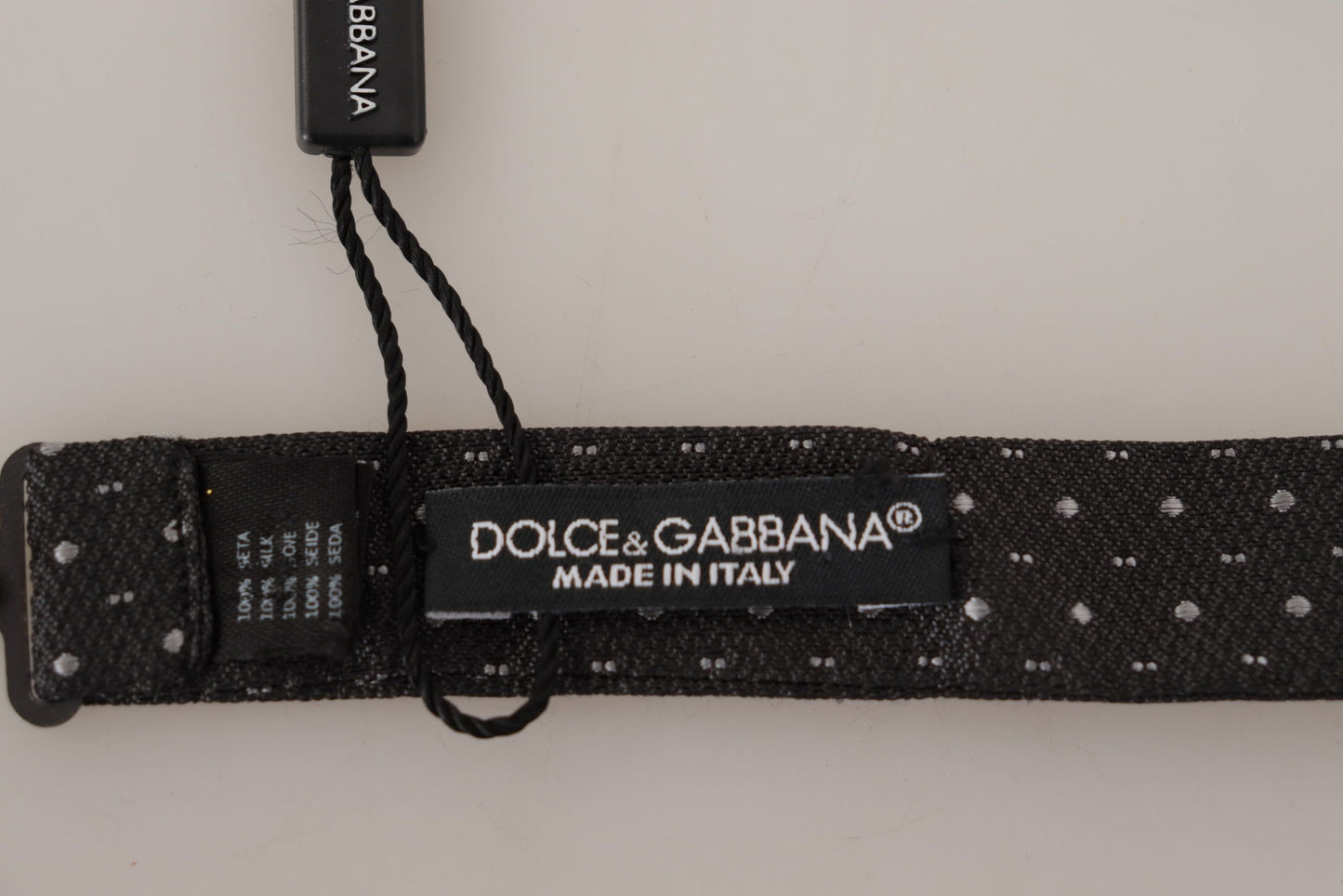 Dolce &amp; Gabbana Gray Polka Dot 100% Silk Neck Papillon Tie