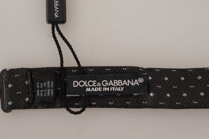 Dolce &amp; Gabbana Gray Polka Dot 100% Silk Neck Papillon Tie