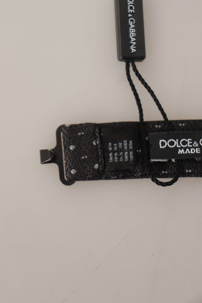 Dolce &amp; Gabbana Gray Polka Dot 100% Silk Neck Papillon Tie