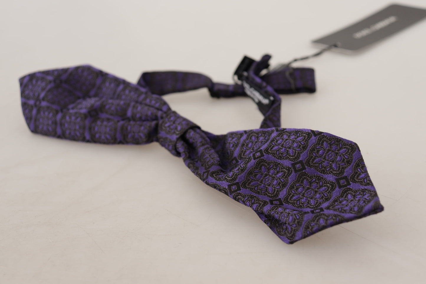 Dolce &amp; Gabbana Blue Geometric Silk Adjustable Neck Papillon Tie