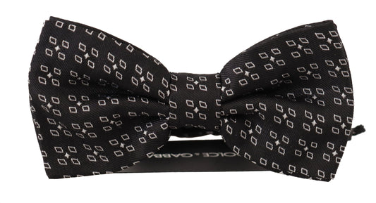 Dolce &amp; Gabbana Black White Polka Dot 100% Silk Neck Papillon Tie