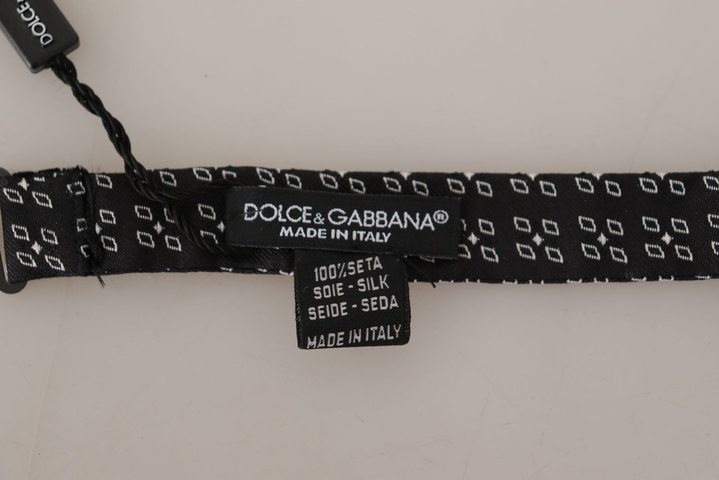 Dolce &amp; Gabbana Black White Polka Dot 100% Silk Neck Papillon Tie