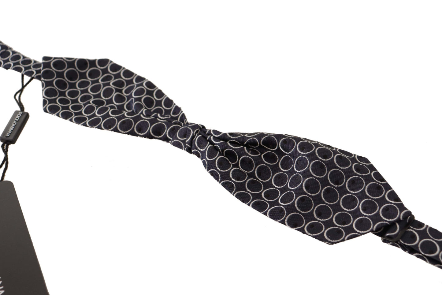 Dolce &amp; Gabbana Black White Round 100% Silk Neck Papillon Tie