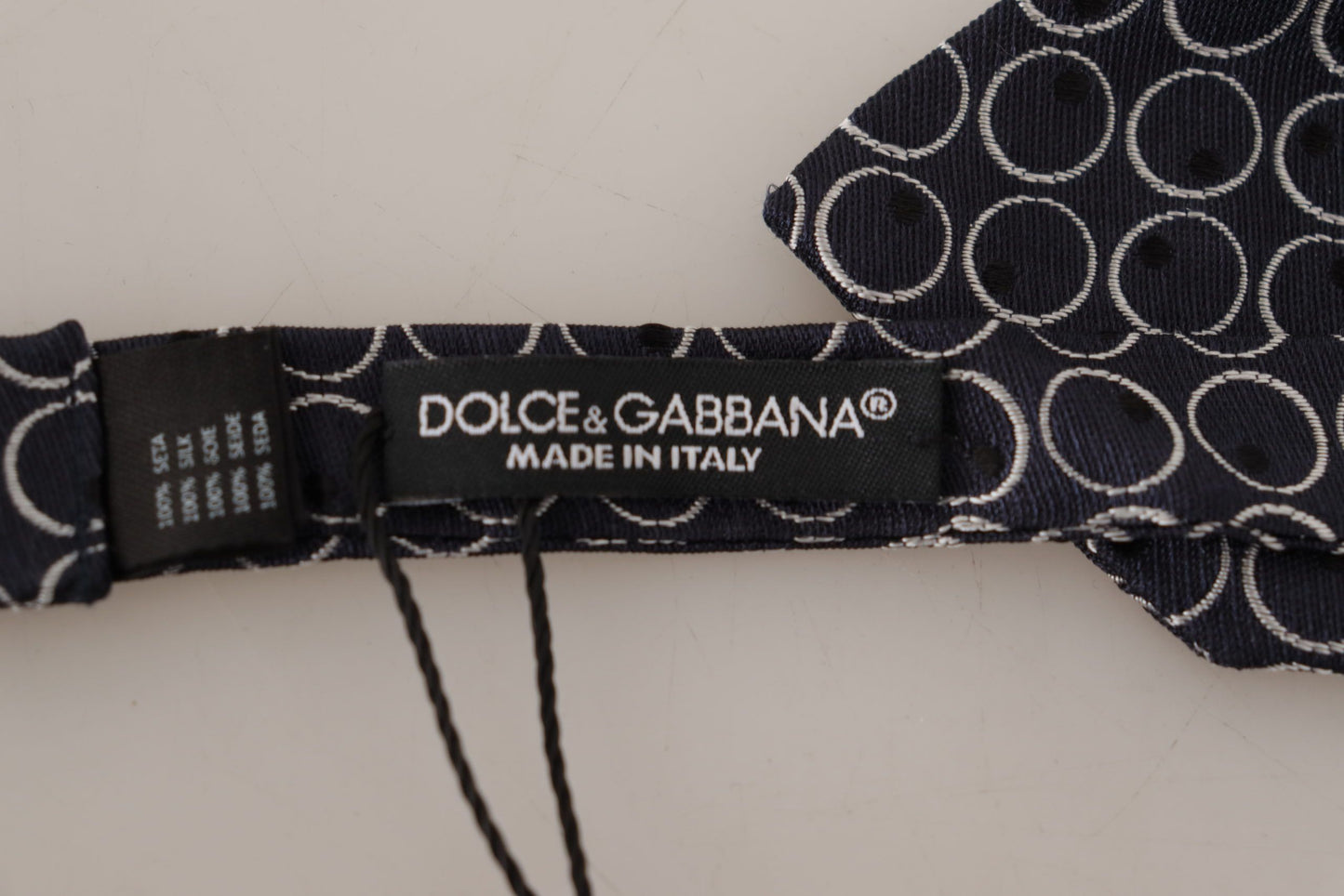 Dolce &amp; Gabbana Black White Round 100% Silk Neck Papillon Tie