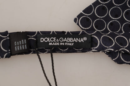 Dolce &amp; Gabbana Black White Round 100% Silk Neck Papillon Tie