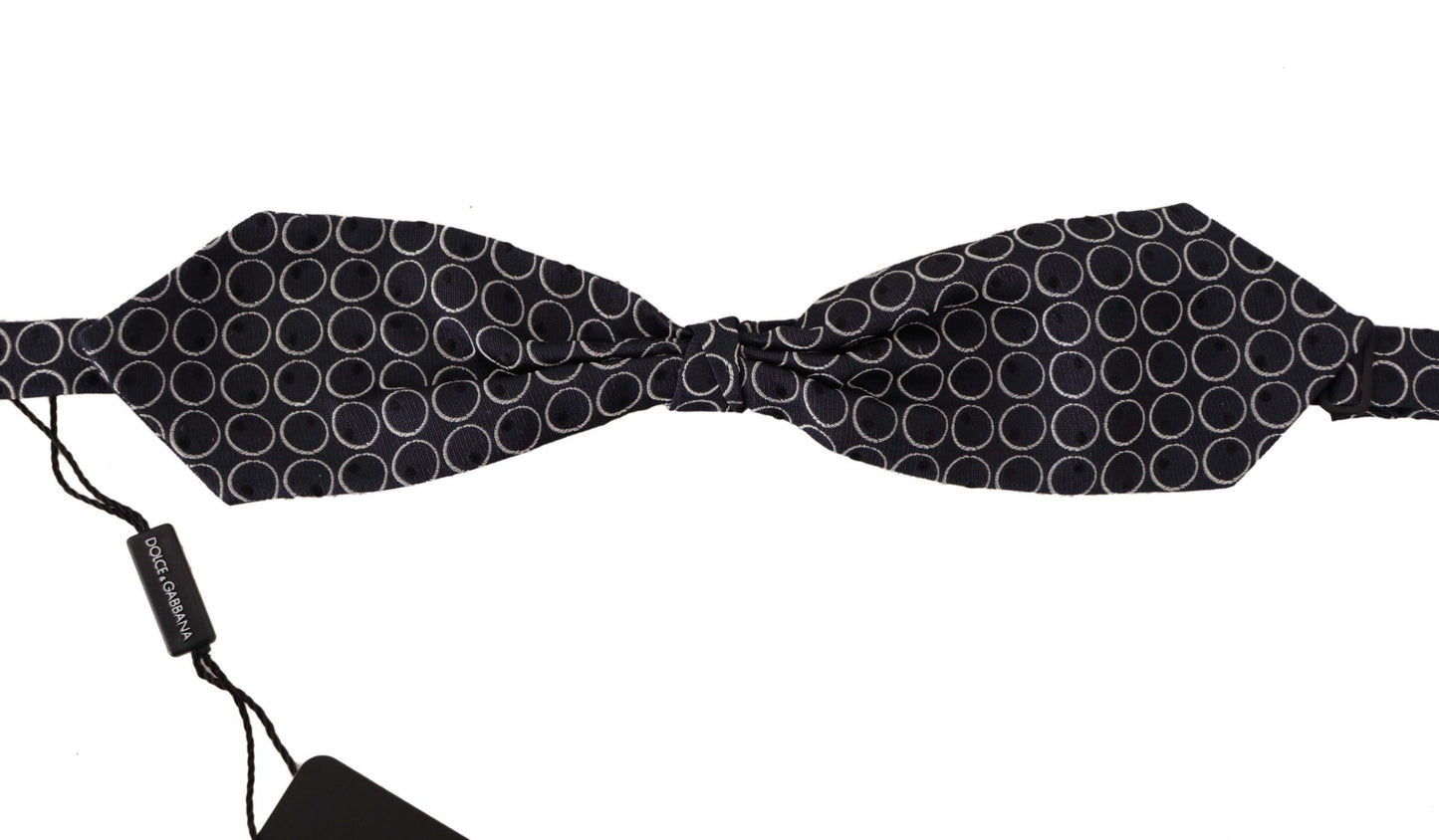 Dolce &amp; Gabbana Black White Round 100% Silk Neck Papillon Tie