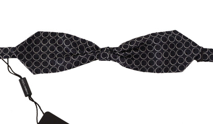 Dolce &amp; Gabbana Black White Round 100% Silk Neck Papillon Tie