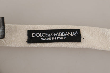Dolce &amp; Gabbana White 100% Silk Slim Adjustable Neck Papillon Tie