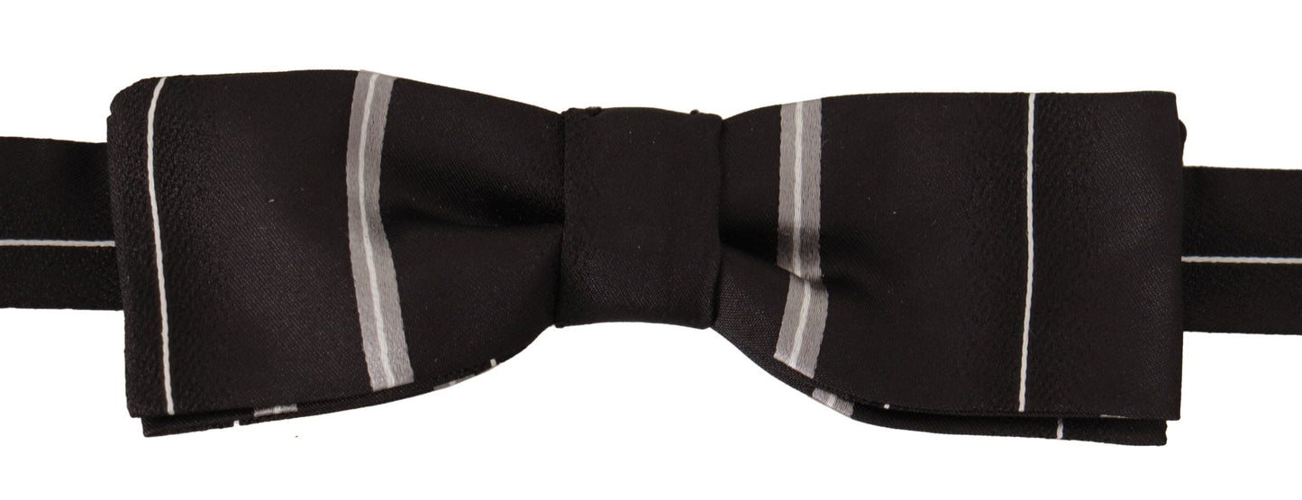 Dolce &amp; Gabbana Black Gray Lining 100% Silk Neck Papillon Tie