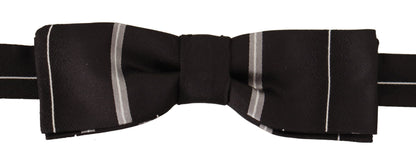Dolce &amp; Gabbana Black Gray Lining 100% Silk Neck Papillon Tie