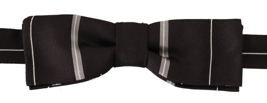 Dolce &amp; Gabbana Black Gray Lining 100% Silk Neck Papillon Tie