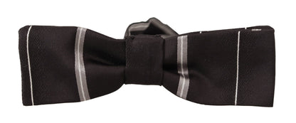 Dolce &amp; Gabbana Black Gray Lining 100% Silk Neck Papillon Tie