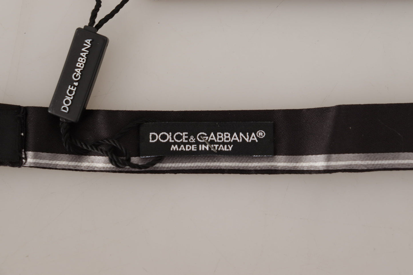 Dolce &amp; Gabbana Black Gray Lining 100% Silk Neck Papillon Tie
