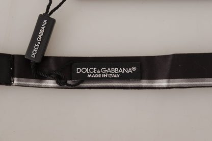 Dolce &amp; Gabbana Black Gray Lining 100% Silk Neck Papillon Tie