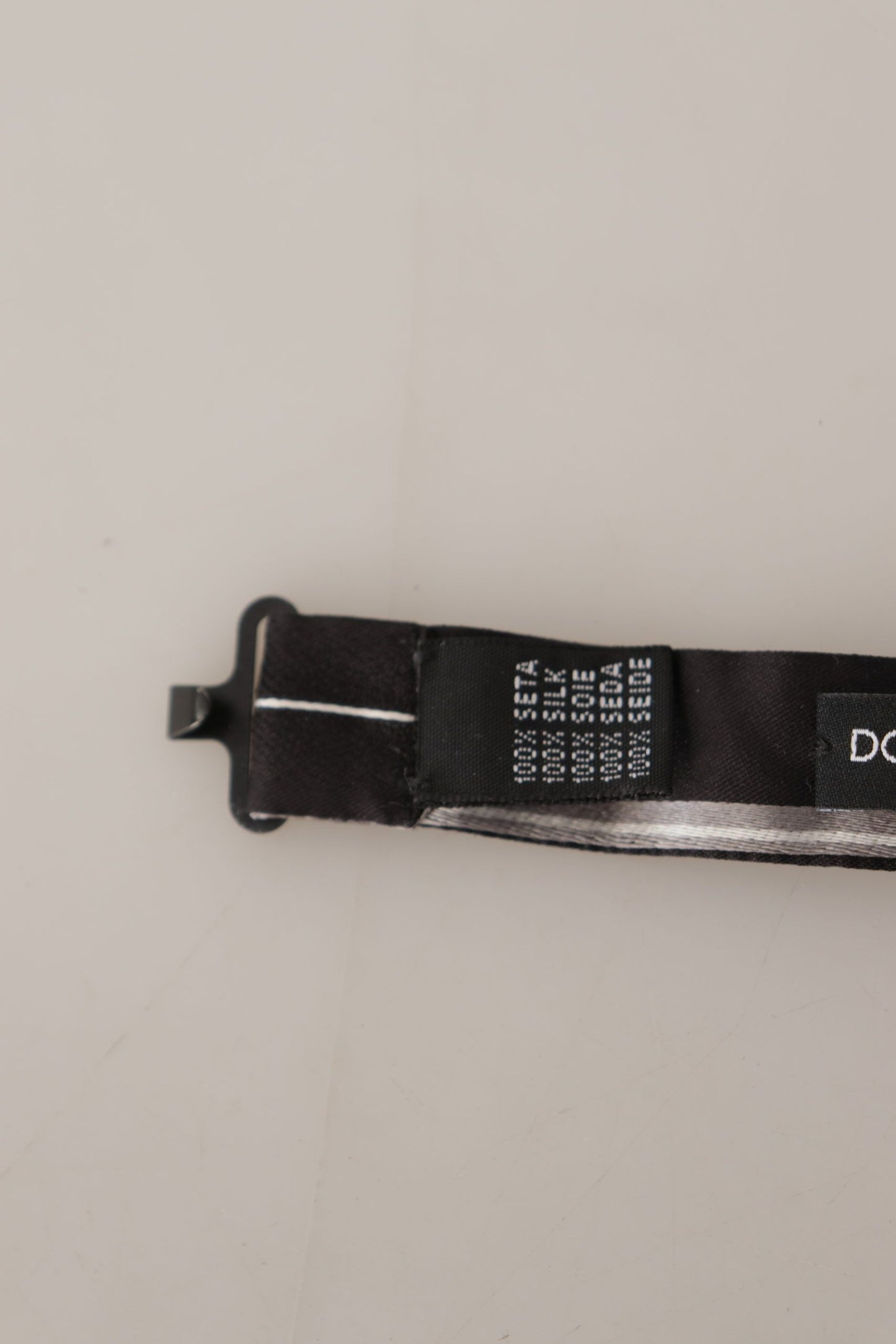 Dolce &amp; Gabbana Black Gray Lining 100% Silk Neck Papillon Tie