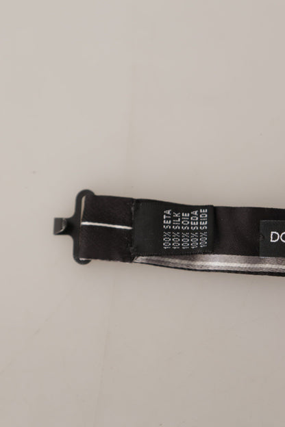 Dolce &amp; Gabbana Black Gray Lining 100% Silk Neck Papillon Tie