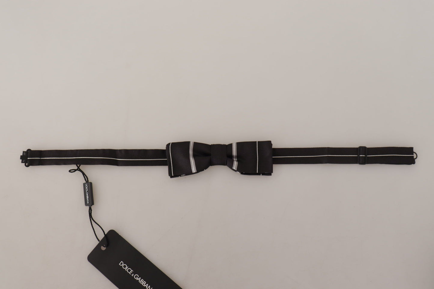 Dolce &amp; Gabbana Black Gray Lining 100% Silk Neck Papillon Tie