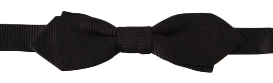 Dolce &amp; Gabbana Black Solid 100% Silk Adjustable Neck Papillon Tie