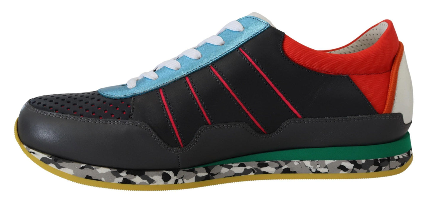 Baskets basses en cuir mélangé multicolore Dolce &amp; Gabbana