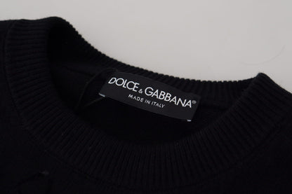 Dolce & Gabbana Black Wool Logo Pattern Crewneck Pullover Sweater by Dolce & Gabbana
