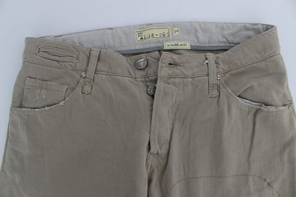 Huit jeans beiges coupe droite en coton pour homme