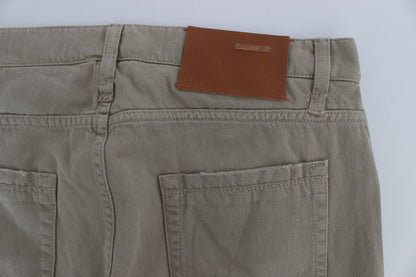 Huit jeans beiges coupe droite en coton pour homme
