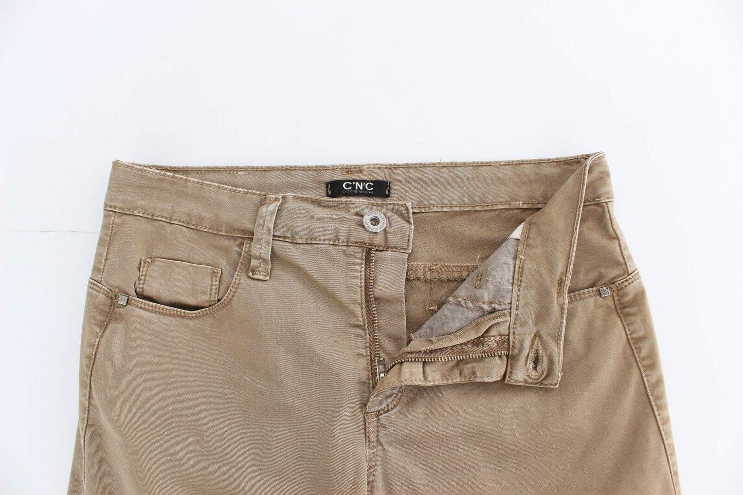 Costume National Beige Straight Leg Denim Pants Stretch Jeans by Costume National