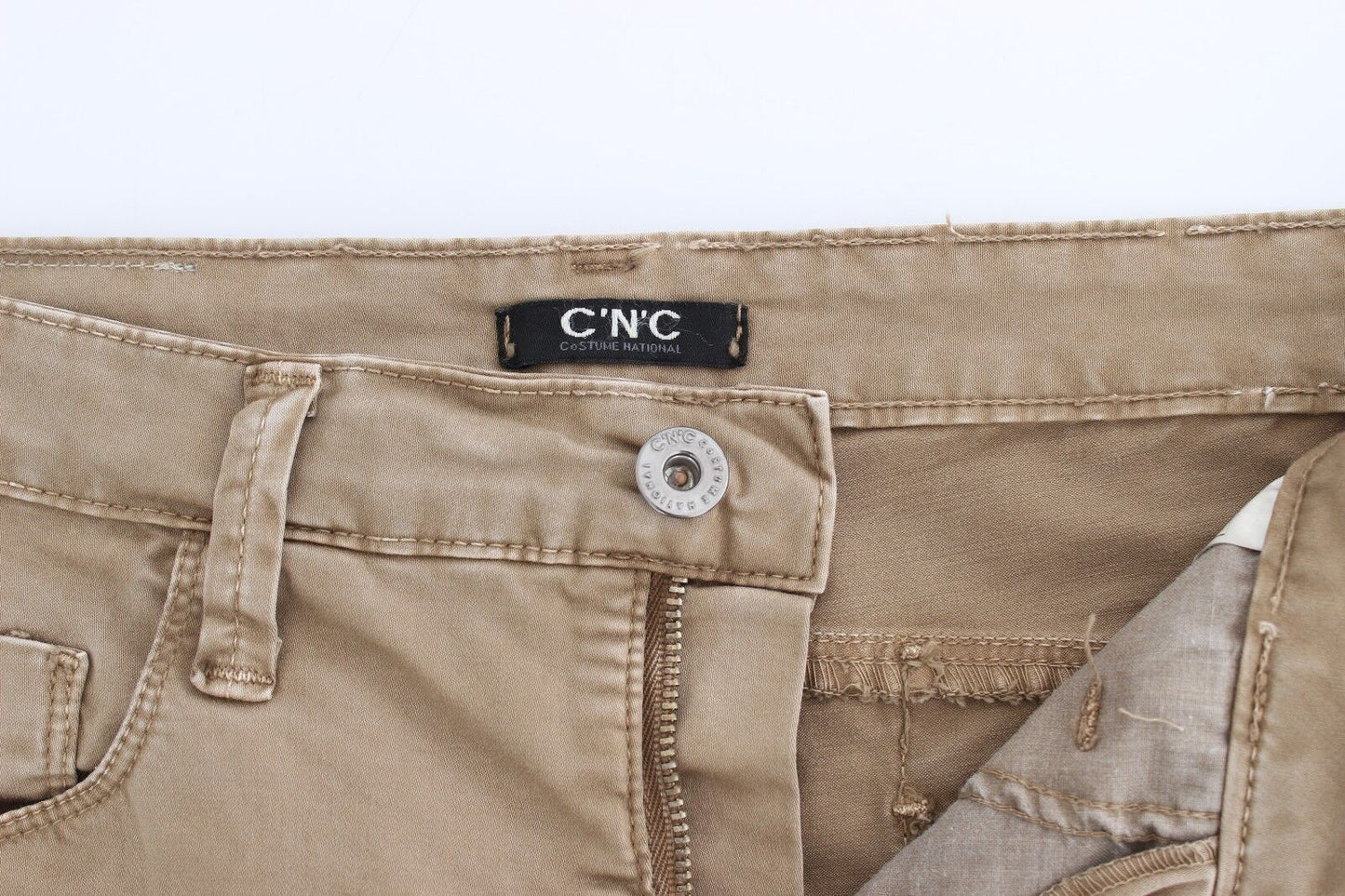 Costume National Beige Straight Leg Denim Pants Stretch Jeans by Costume National