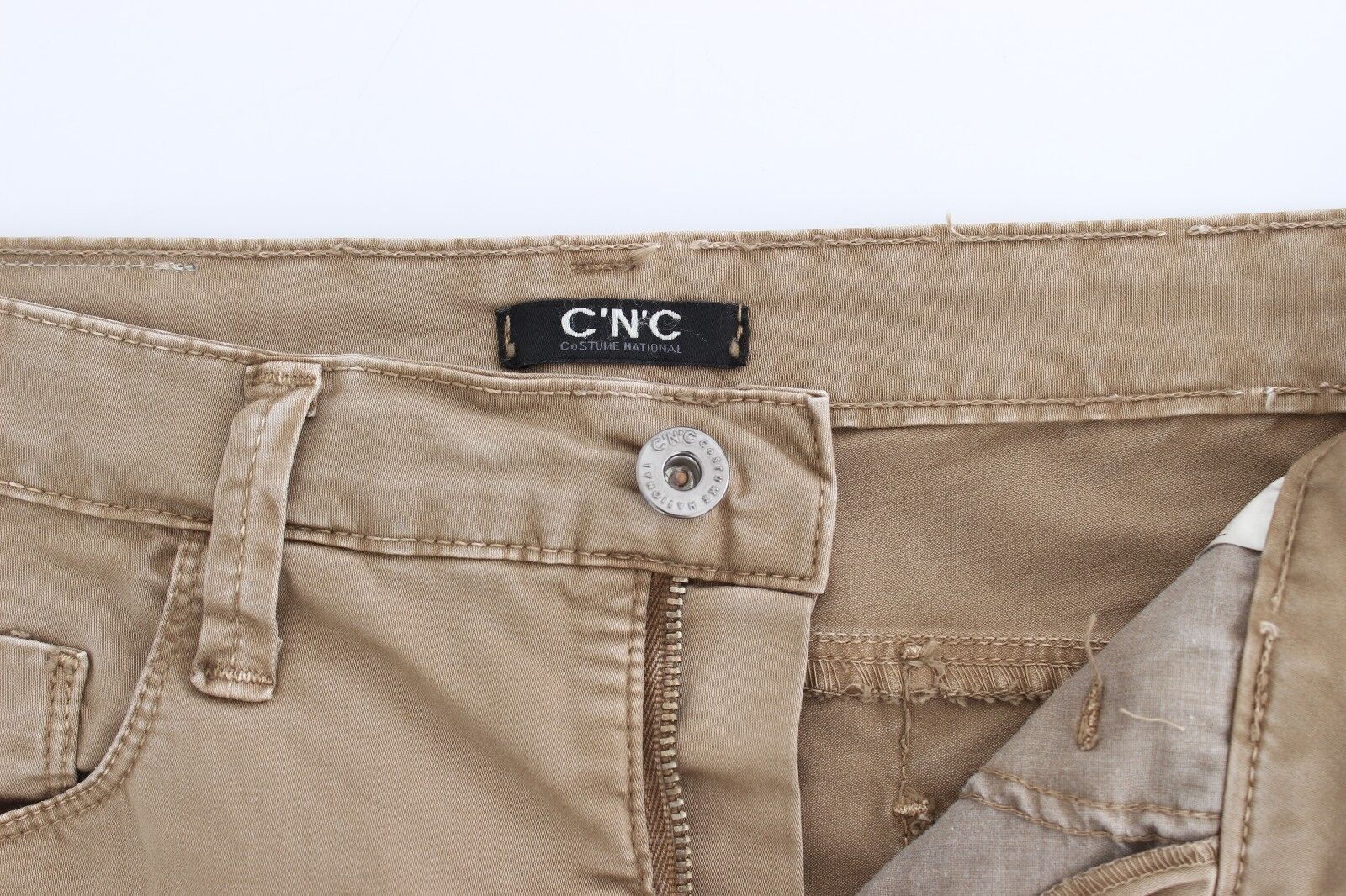 Costume National Beige Straight Leg Denim Pants Stretch Jeans by Costume National