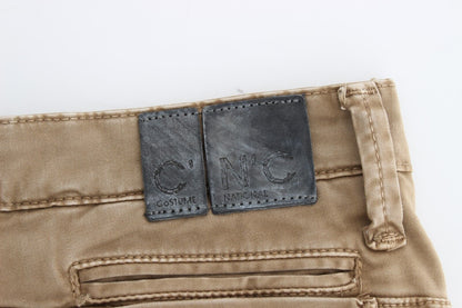 Costume National Beige Straight Leg Denim Pants Stretch Jeans by Costume National