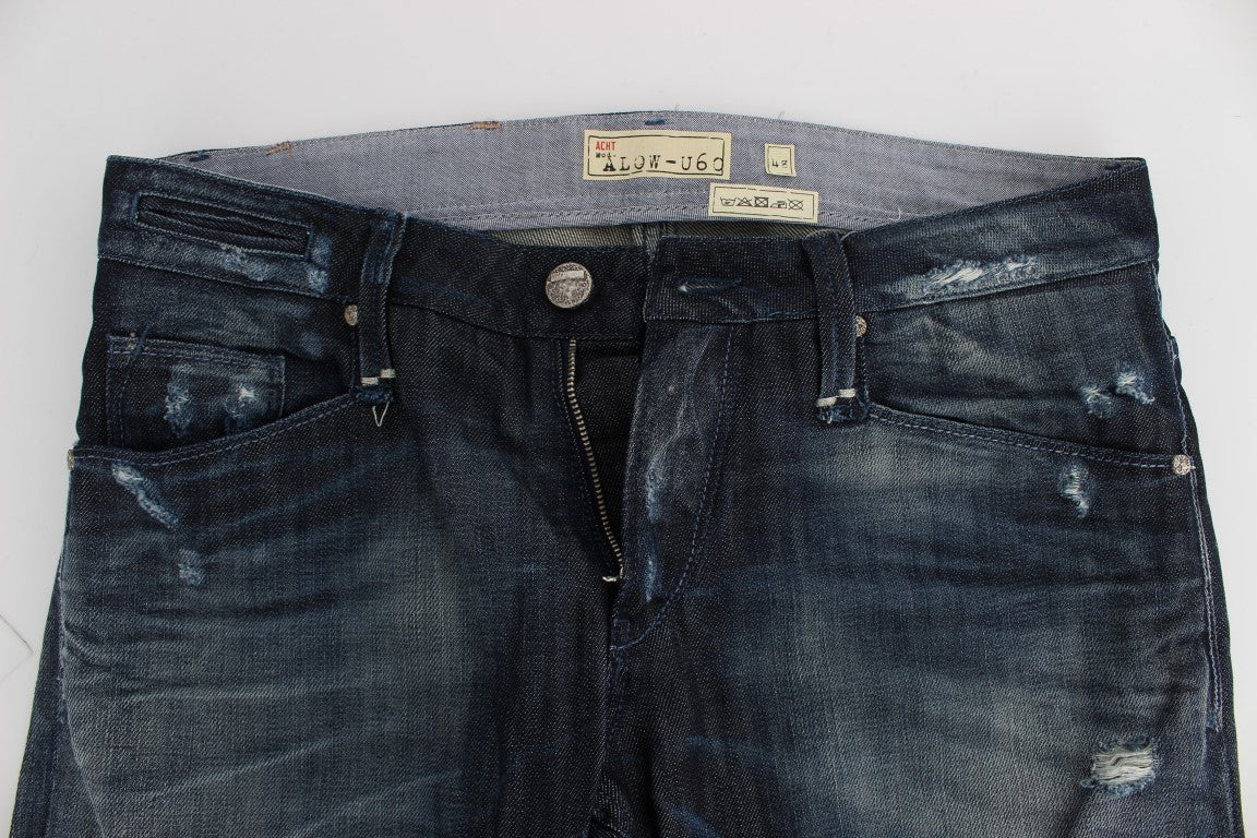 Huit jeans bleus élégants coupe droite régulière
