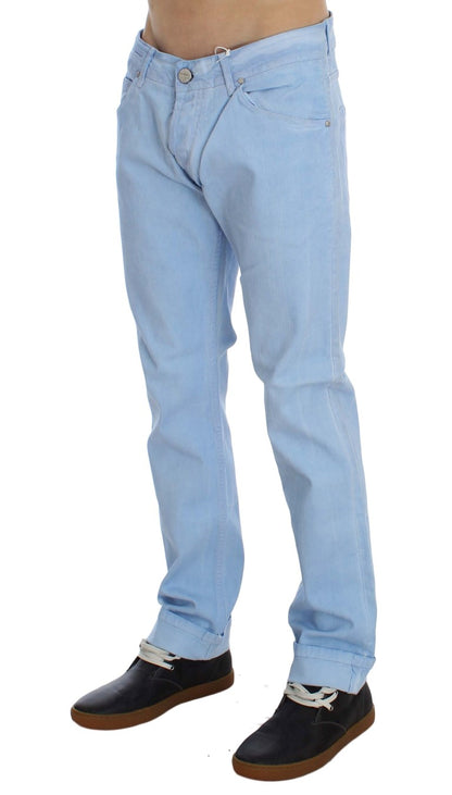 Acht Blue Cotton Stretch Low Waist Fit Jeans by Acht