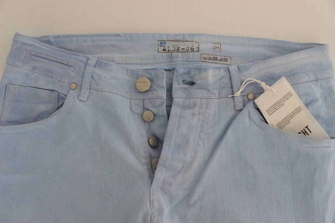 Acht Blue Cotton Stretch Low Waist Fit Jeans by Acht