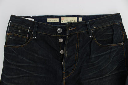 Huit jeans bleu foncé élégants coupe droite